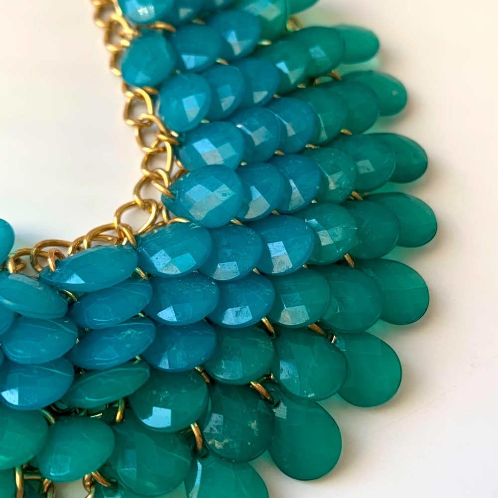 Blue to Green Ombré jewel Statement Necklace